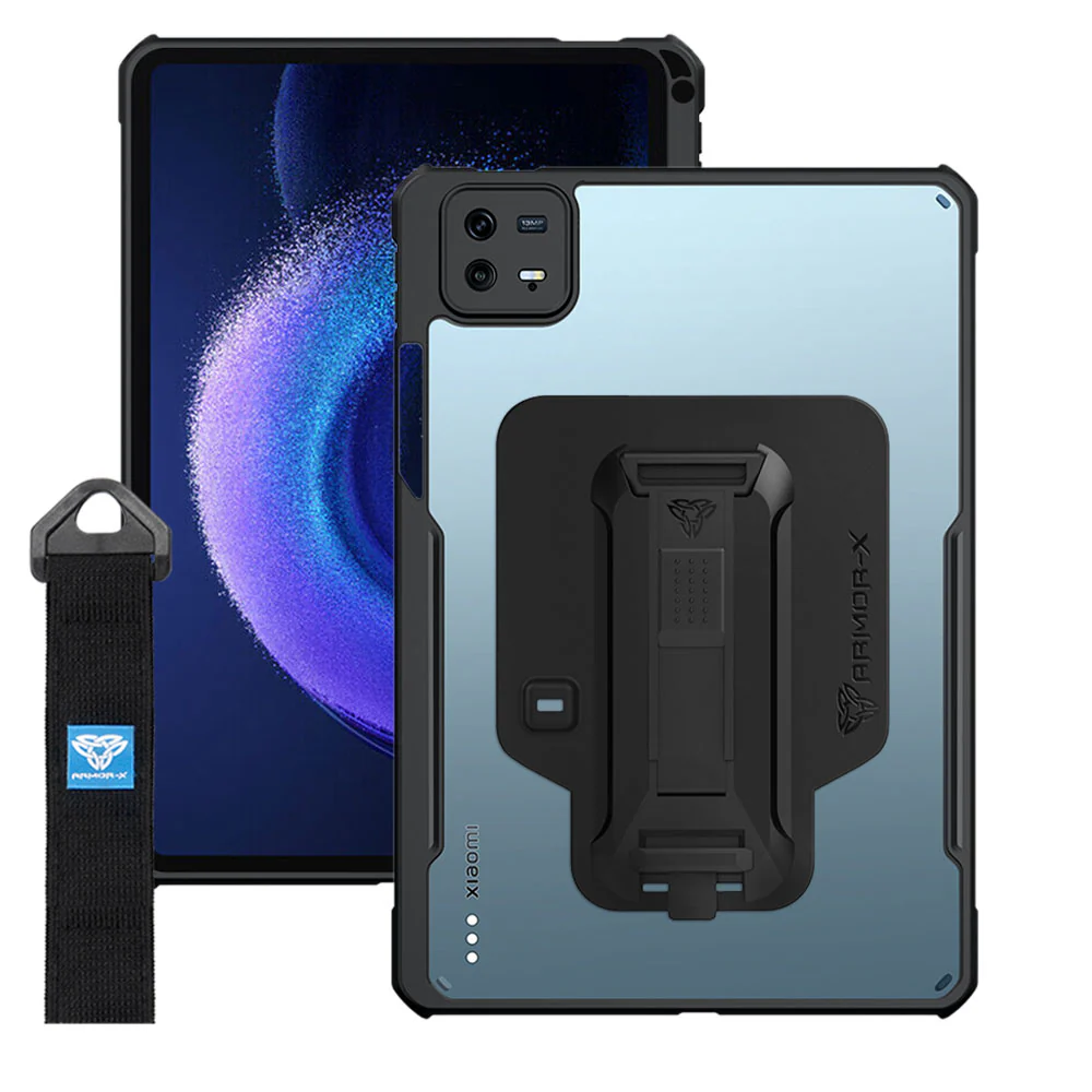 DXS-Mi-PAD6 | Xiaomi Pad 6 / 6 Pro | Ultra slim 4 corner Anti-impact tablet case with hand strap kick-stand & X-Mount - Image 9