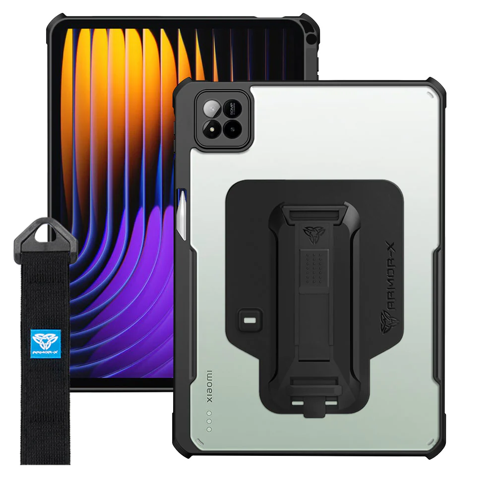DXS-Mi-PAD7 | Xiaomi Pad 7 / 7 Pro | Ultra slim 4 corner Anti-impact tablet case with hand strap kick-stand & X-Mount - Image 9