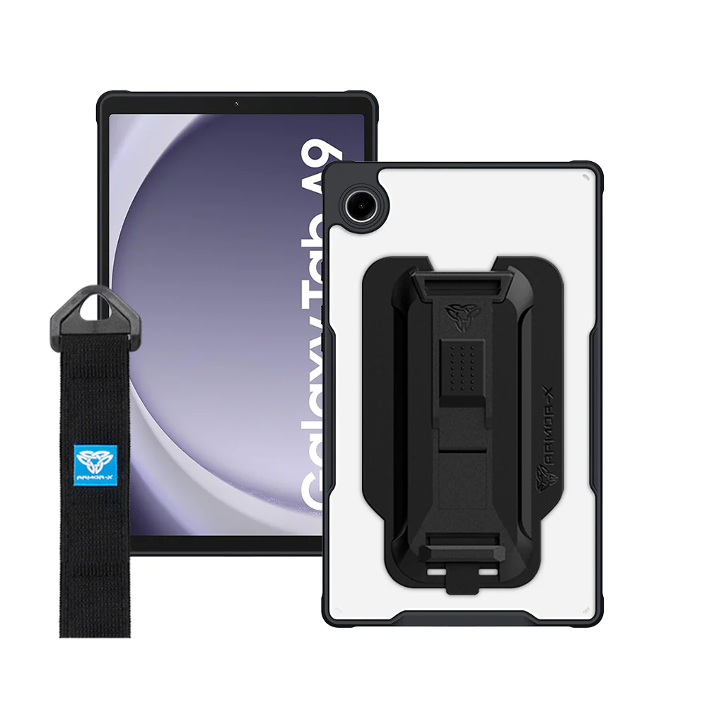 DXS-SS-X110 | Samsung Galaxy Tab A9 ( 8.7" ) SM-X110 / SM-X115 | Ultra slim 4 corner Anti-impact tablet case with hand strap kick-stand & X-Mount
