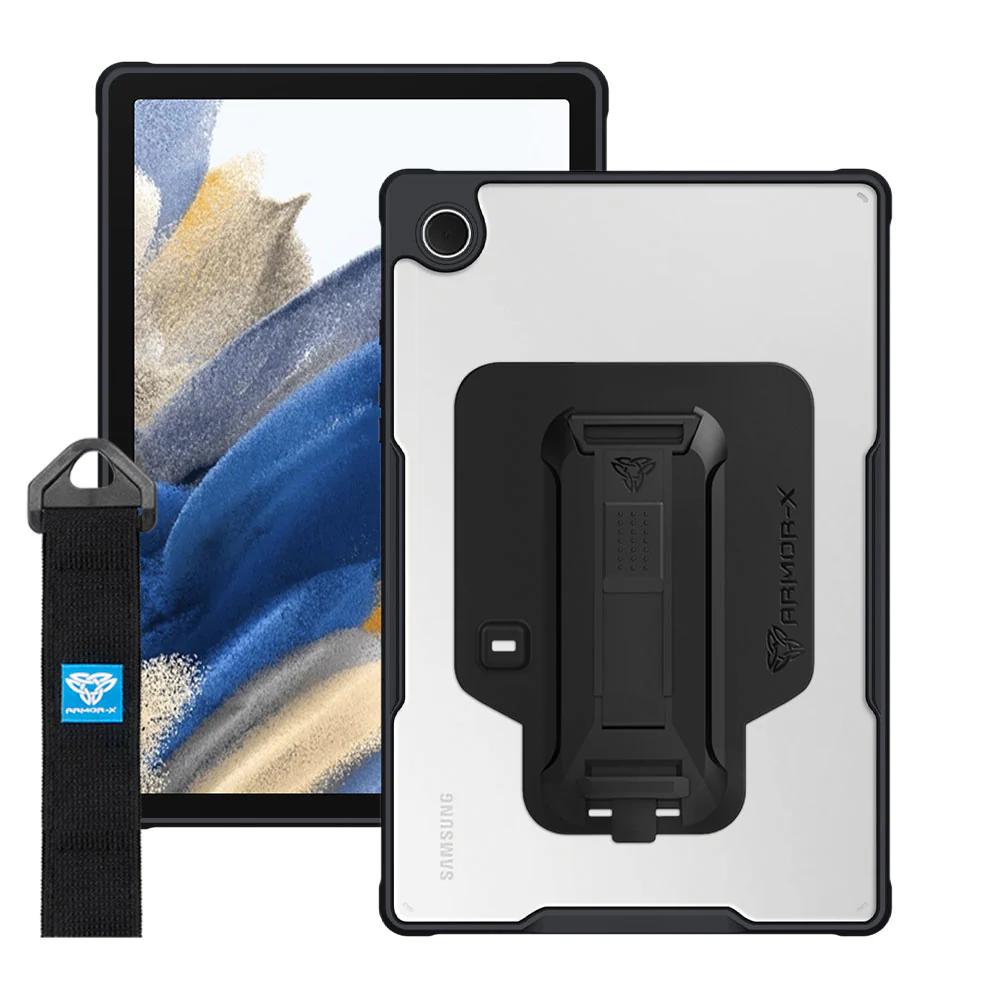 DXS-SS-X205 | Samsung Galaxy Tab A8 SM-X200 / X205 | Ultra slim 4 corner Anti-impact tablet case with hand strap kick-stand & X-Mount - Image 9