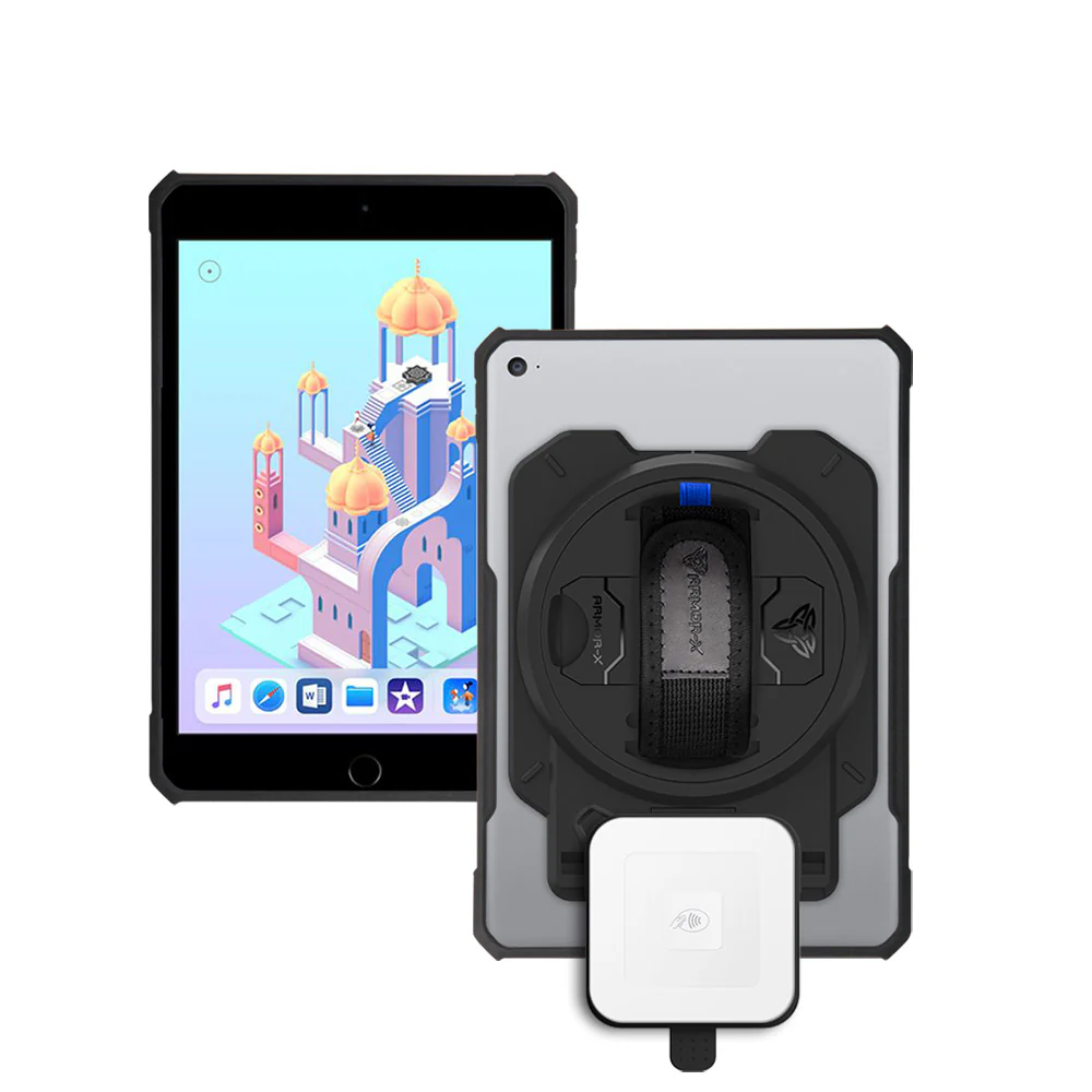 EX1-DAN-iPad-M5 | iPad mini 5 / mini 4 | Ultra Slim 4 Corner Anti-Impact Tablet Case With Square Card Reader Holder