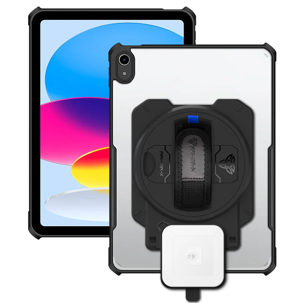 EX1-DAN-iPad-N5 | iPad 10.9 (10th Gen.) | Ultra Slim 4 Corner Anti-Impact Tablet Case With Square Card Reader Holder