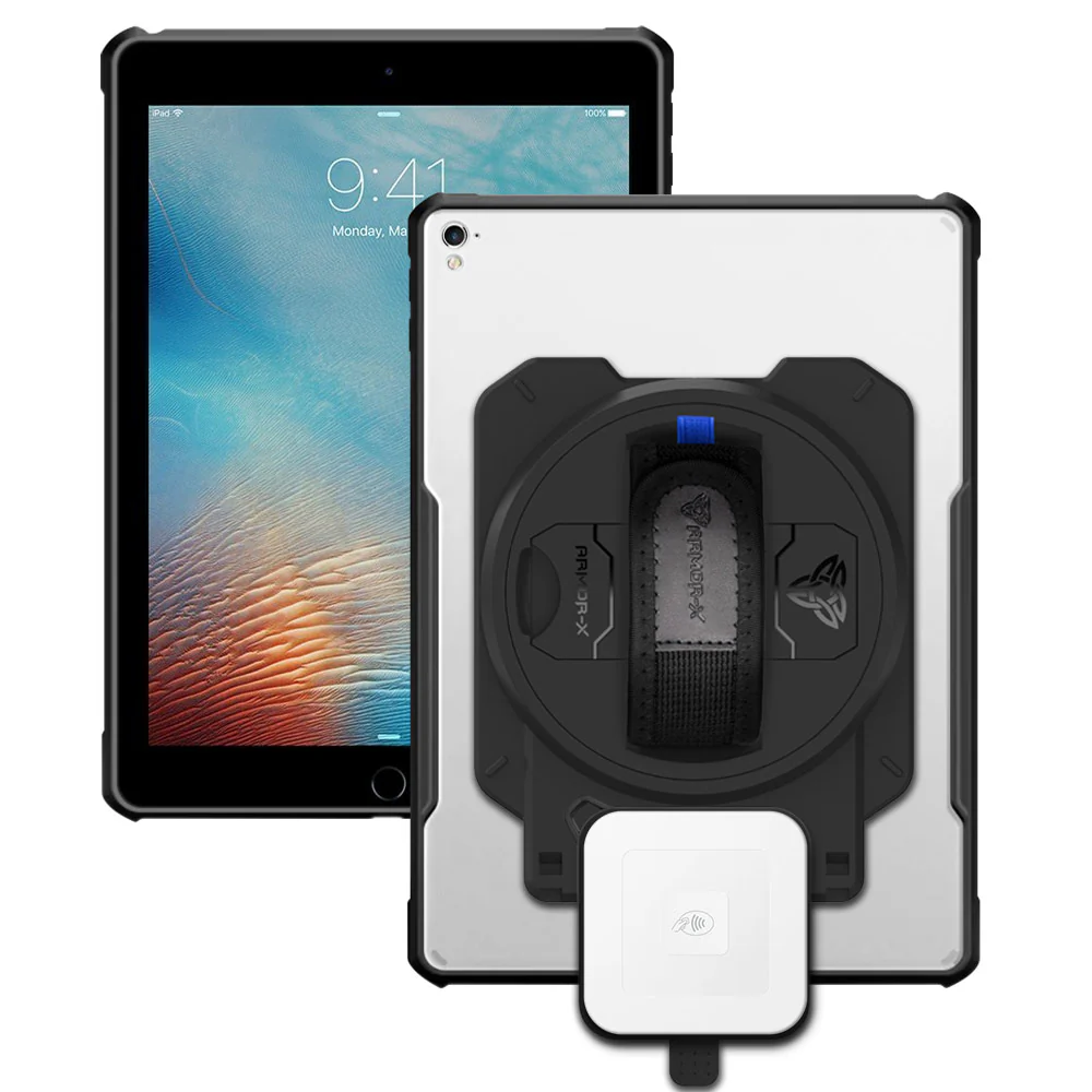 EX1-DAN-iPad-PR1 | iPad Pro 9.7 2016 | Ultra Slim 4 Corner Anti-Impact Tablet Case With Square Card Reader Holder