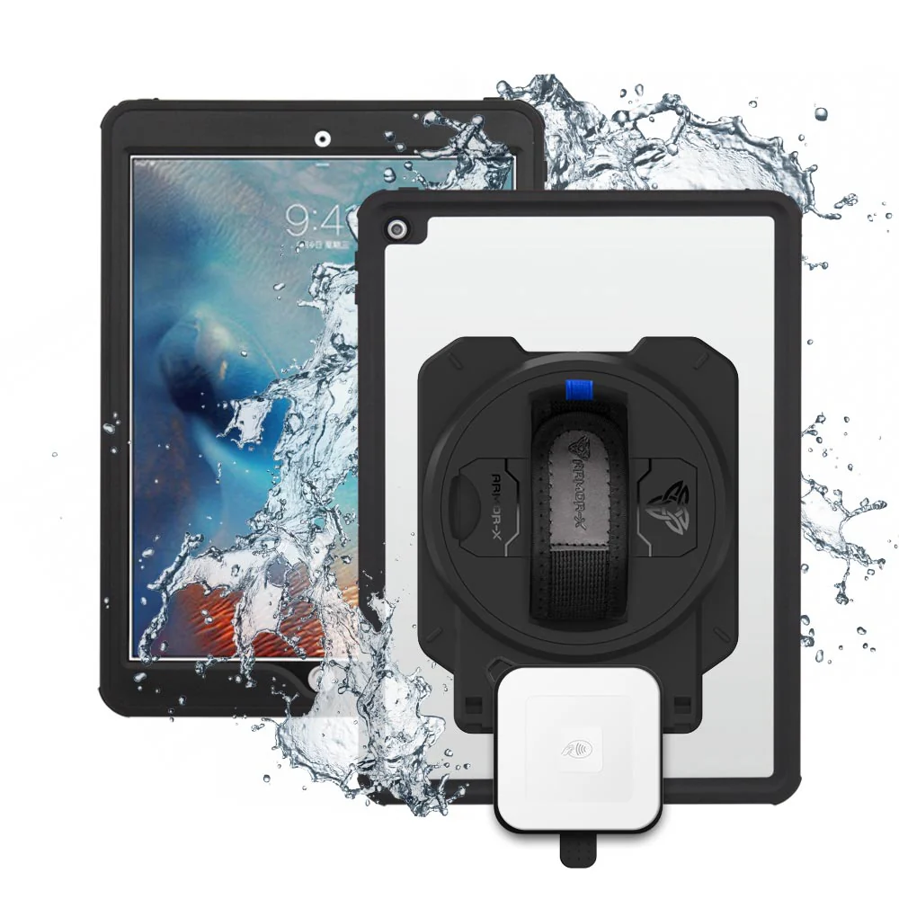 EX1-MAN-A8S | iPad Pro 10.5 2017 | IP68 Waterproof, Shock & Dust Proof Case With Square Card Reader Holder