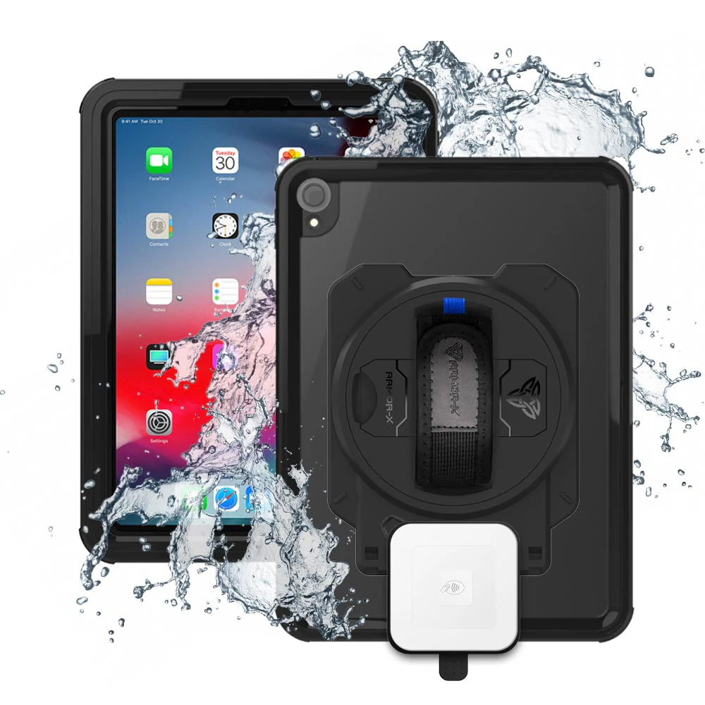 EX1-MAN-A9S | iPad Pro 11 ( 1st Gen. ) 2018 | IP68 Waterproof, Shock & Dust Proof Case With Square Card Reader Holder