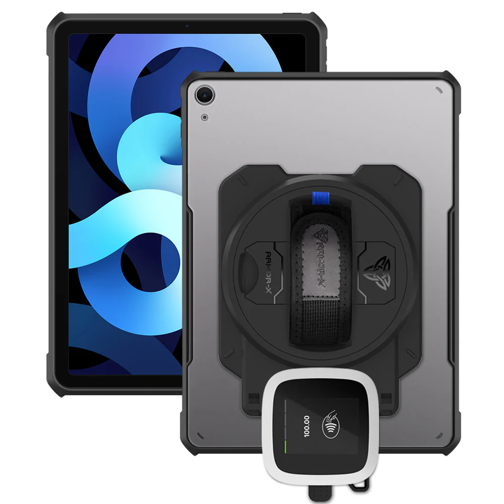 EX2-DAN-iPad-A4 | iPad Air 4 2020 / iPad Air 5 2022 | Ultra Slim 4 Corner Anti-Impact Tablet Case With Revolut Card Reader Holder Supports Apple Pencil 2 Wireless Charging