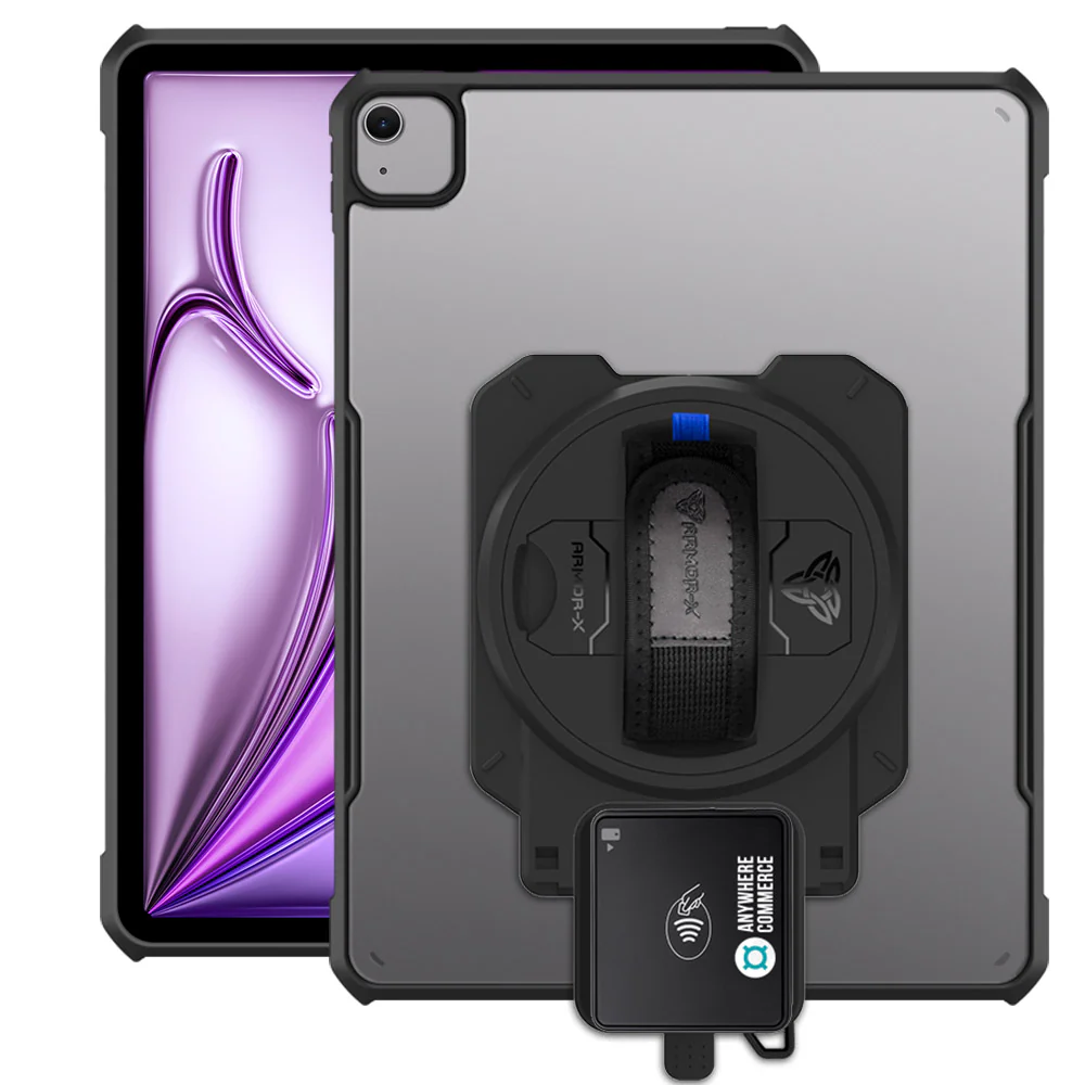 EX2-DAN-iPad-A6 | iPad Air 13 (M2) / (M3) | Ultra Slim 4 Corner Anti-Impact Tablet Case With AnywhereCommerce Walker C3X Credit Card Reader Holder Supports Apple Pencil Pro Wireless Charging