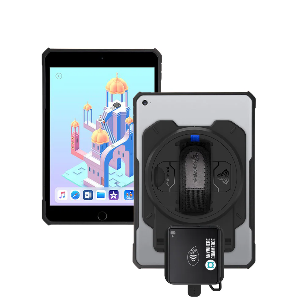 EX2-DAN-ipad-M3 | iPad mini 3 / mini 2 / mini 1 | Ultra Slim 4 Corner Anti-Impact Tablet Case With AnywhereCommerce Walker C3X Credit Card Reader Holder