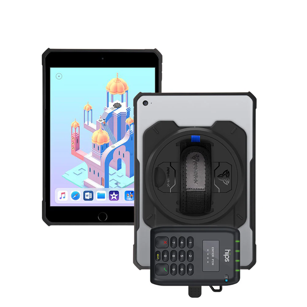 EX2-DAN-ipad-M3 | iPad mini 3 / mini 2 / mini 1 | Ultra Slim 4 Corner Anti-Impact Tablet Case With Miura's M010 Card Reader Holder