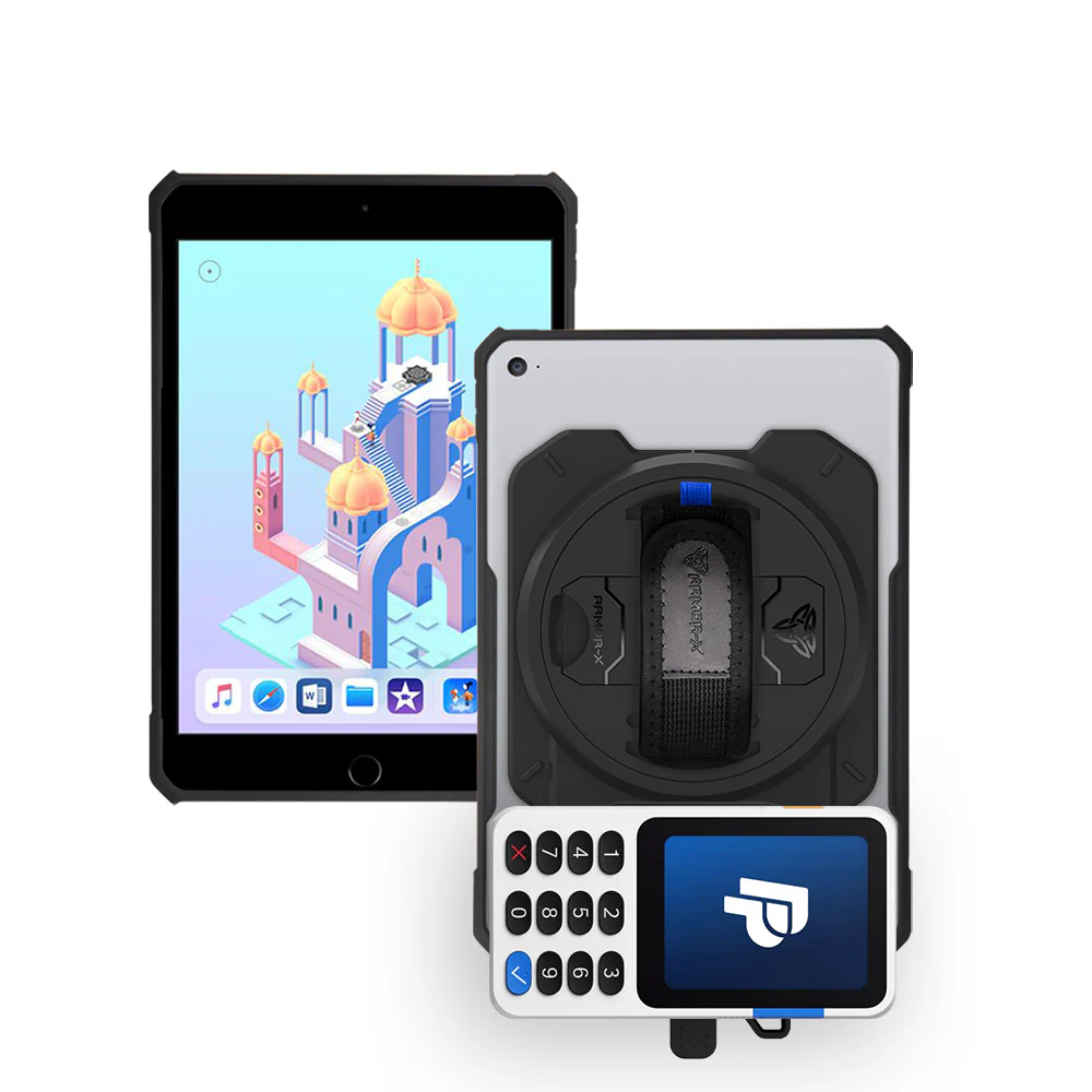 EX2-DAN-ipad-M3 | iPad mini 3 / mini 2 / mini 1 | Ultra Slim 4 Corner Anti-Impact Tablet Case With PayPal Reader Zettle V3 Holder