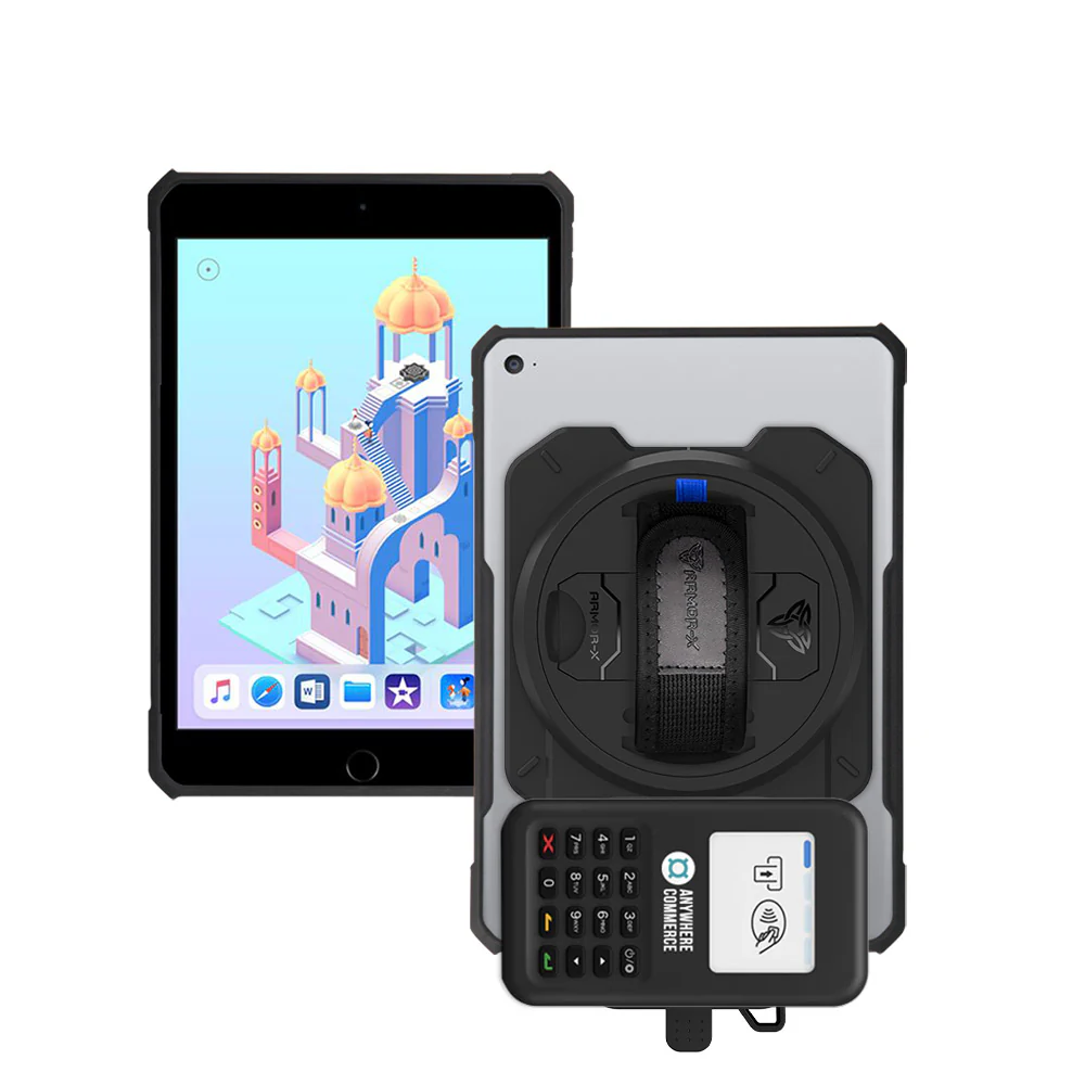 EX2-DAN-ipad-M5 | iPad mini 5 / mini 4 | Ultra Slim 4 Corner Anti-Impact Tablet Case With AnywhereCommerce Nomad WP3 Credit Card Reader Holder