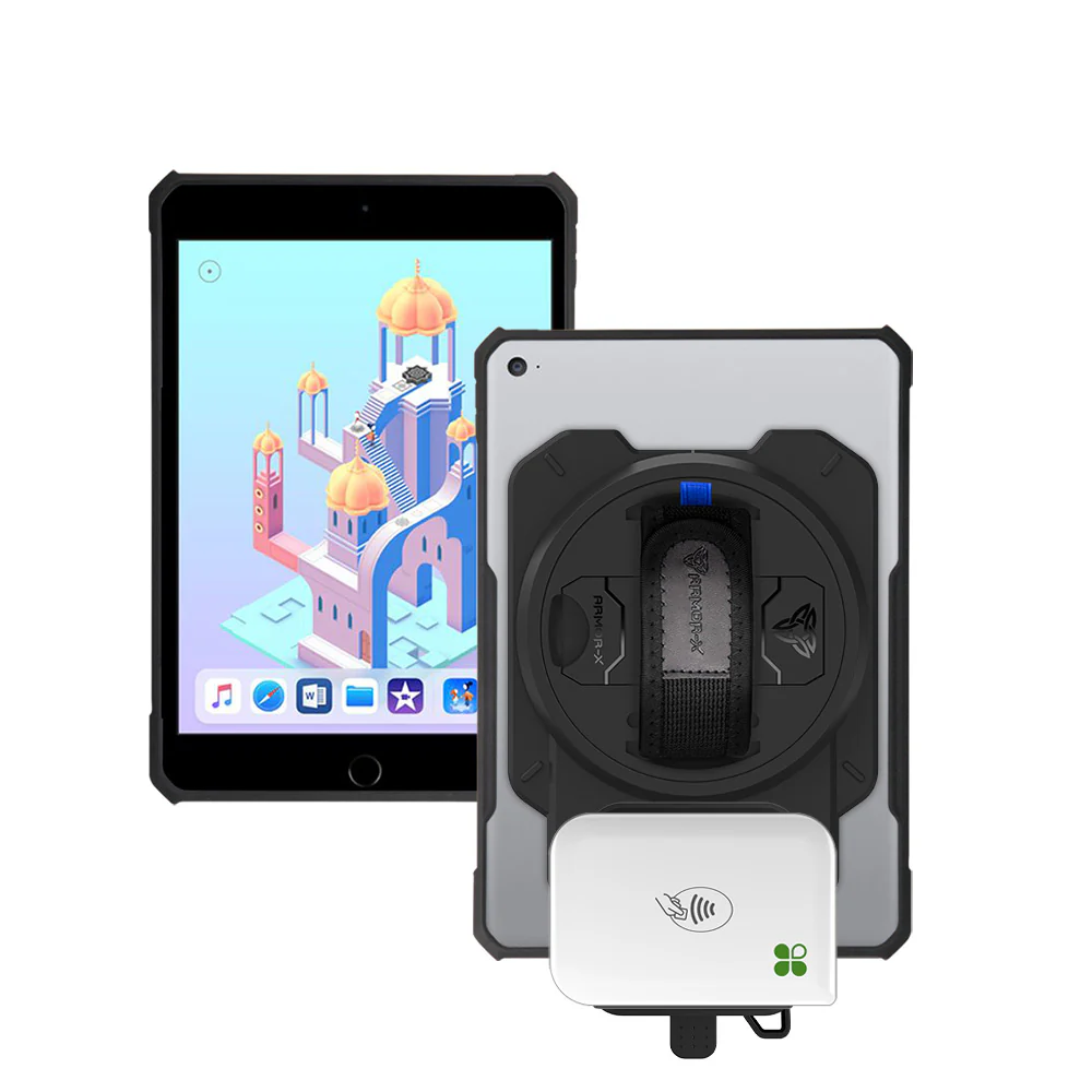 EX2-DAN-ipad-M5 | iPad mini 5 / mini 4 | Ultra Slim 4 Corner Anti-Impact Tablet Case With Clover Go Card Reader Holder