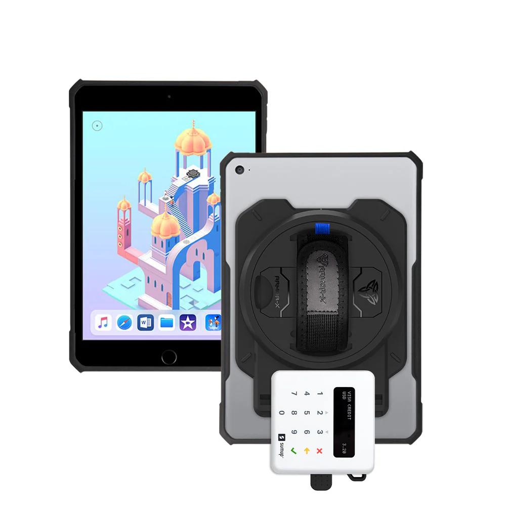 EX2-DAN-ipad-M5 | iPad mini 5 / mini 4 | Ultra Slim 4 Corner Anti-Impact Tablet Case With Sumup Card Reader Holder