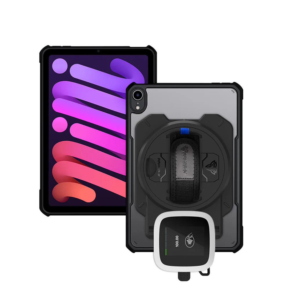 EX2-DAN-iPad-M6 | iPad mini 6 | Ultra Slim 4 Corner Anti-Impact Tablet Case With Revolut Card Reader Holder Supports Apple Pencil 2 Wireless Charging