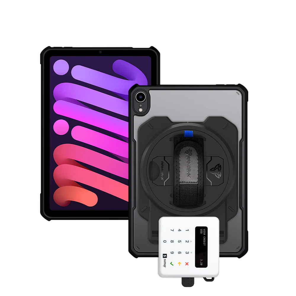 EX2-DAN-iPad-M6 | iPad mini 6 | Ultra Slim 4 Corner Anti-Impact Tablet Case With Sumup Card Reader Holder Supports Apple Pencil 2 Wireless Charging