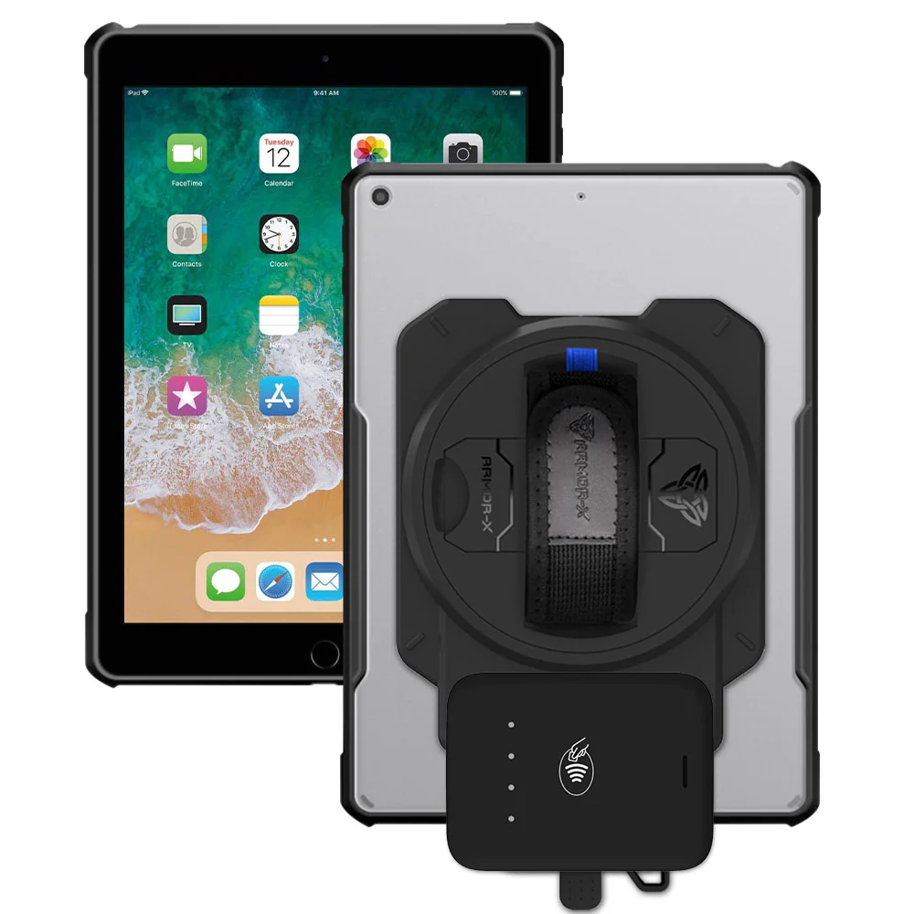 EX2-DAN-iPad-N2 | iPad 9.7 ( 5th / 6th Gen.) 2017 / 2018 | Ultra Slim 4 Corner Anti-Impact Tablet Case With Adyen NYC1 Card Reader Holder