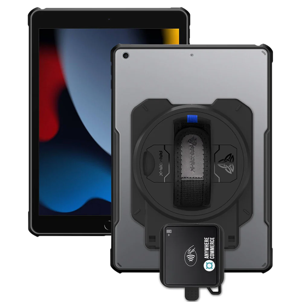 EX2-DAN-iPad-N3 | iPad 10.2 (7th & 8th & 9th Gen.) 2019 / 2020 / 2021 | Ultra Slim 4 Corner Anti-Impact Tablet Case With AnywhereCommerce Walker C3X Credit Card Reader Holder
