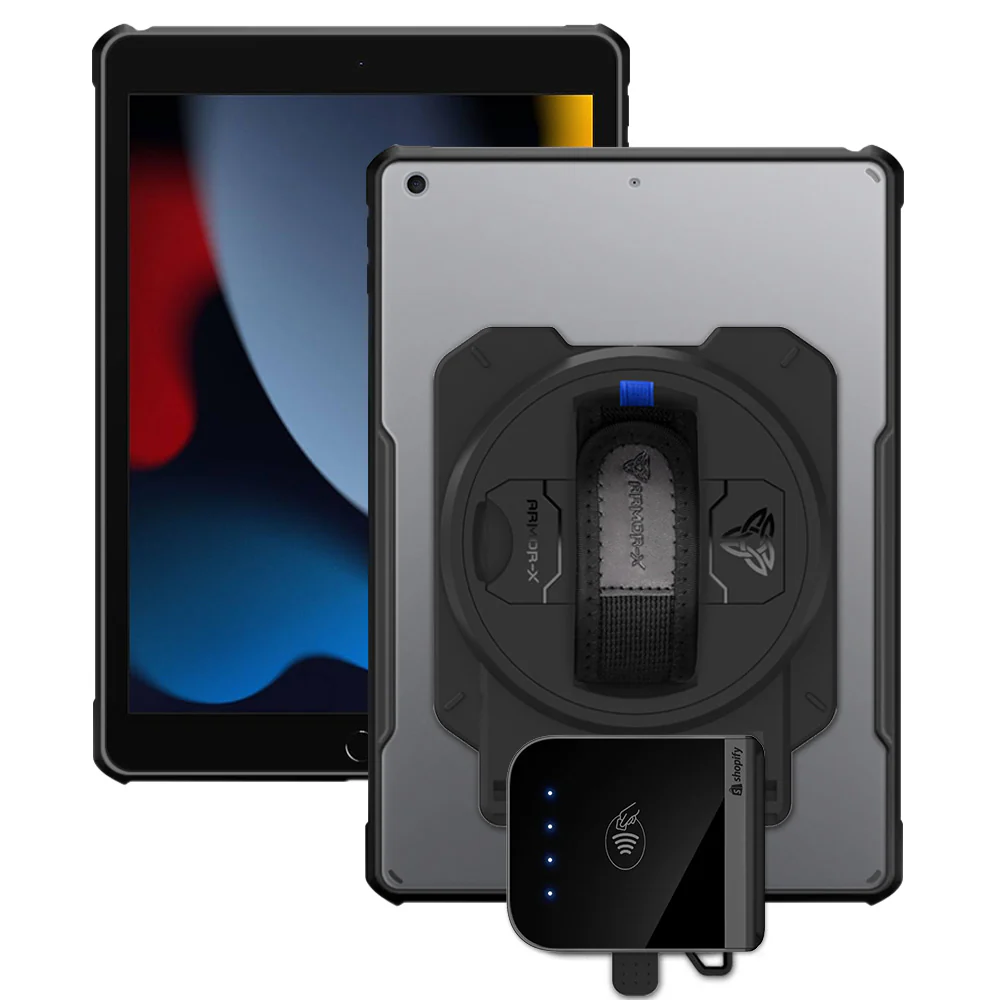 EX2-DAN-iPad-N3 | iPad 10.2 (7th & 8th & 9th Gen.) 2019 / 2020 / 2021 | Ultra Slim 4 Corner Anti-Impact Tablet Case With Shopify Tap & Chip Card Reader Holder