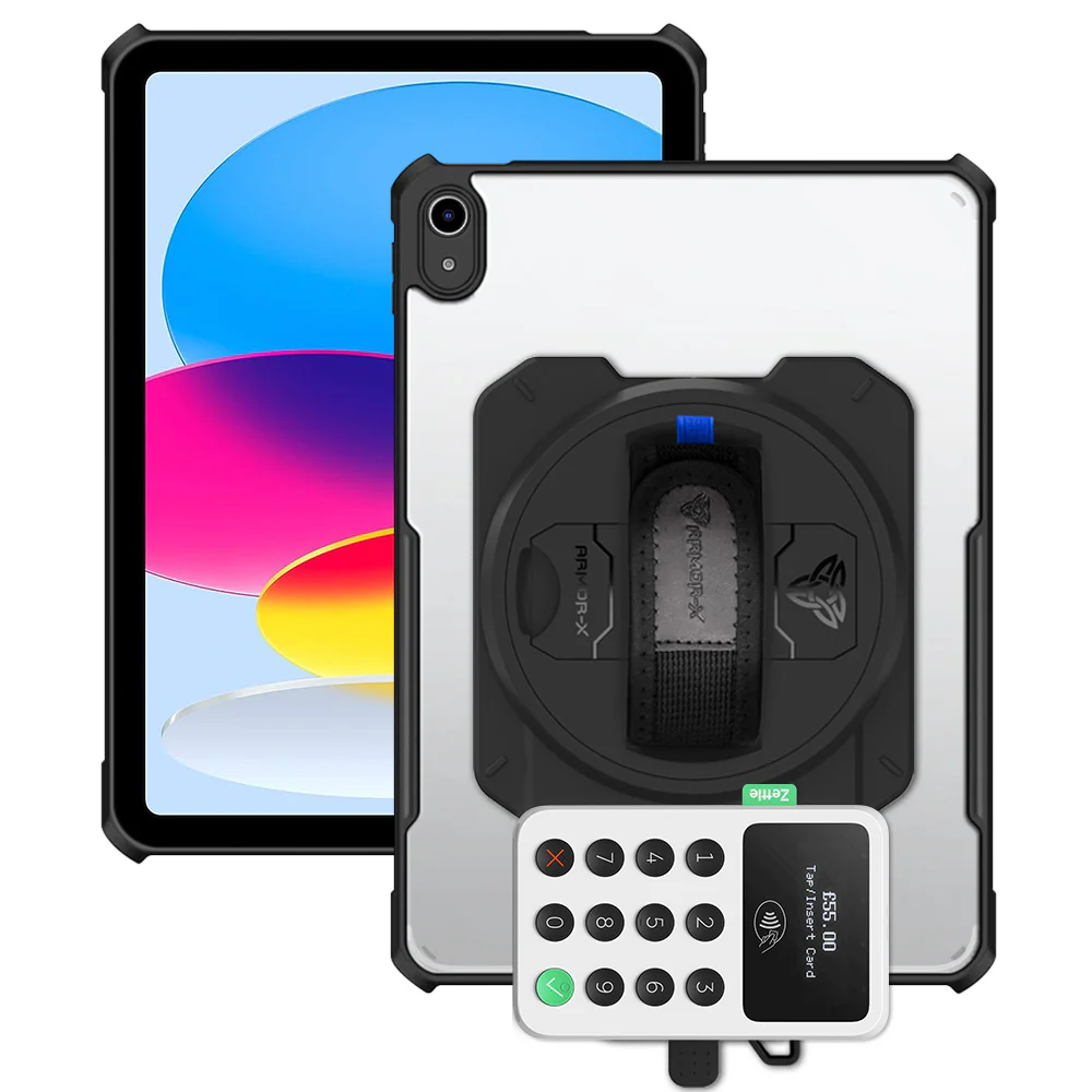 EX2-DAN-iPad-N5 | iPad 10.9 (10th Gen.) | Ultra Slim 4 Corner Anti-Impact Tablet Case With PayPal Zettle Card Reader 2 Holder