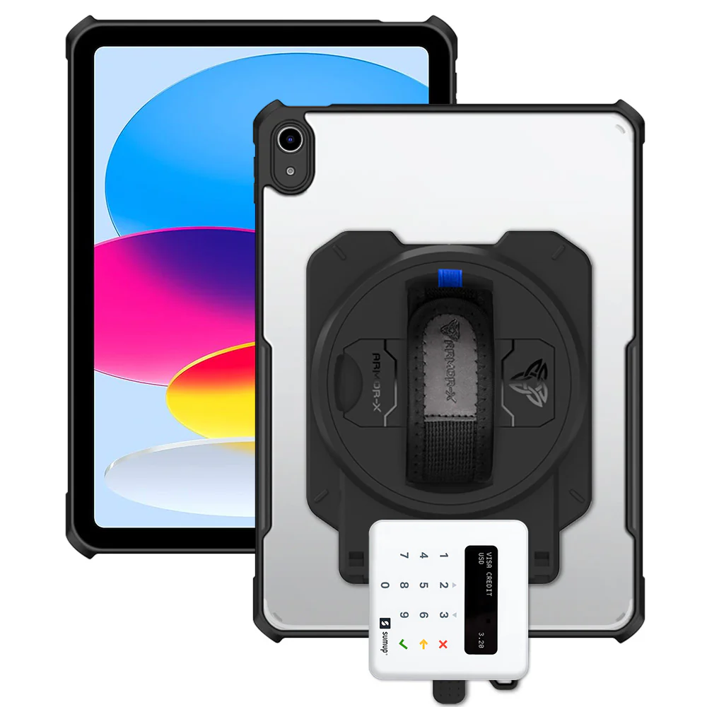 EX2-DAN-iPad-N5 | iPad 10.9 (10th Gen.) | Ultra Slim 4 Corner Anti-Impact Tablet Case With Sumup Card Reader Holder