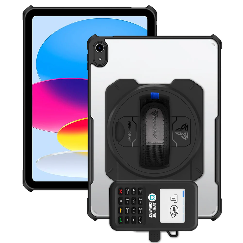 EX2-DAN-iPad-N5 | iPad 11-Inch (11th Gen / A16) | Ultra Slim 4 Corner Anti-Impact Tablet Case With AnywhereCommerce Nomad WP3 Credit Card Reader Holder