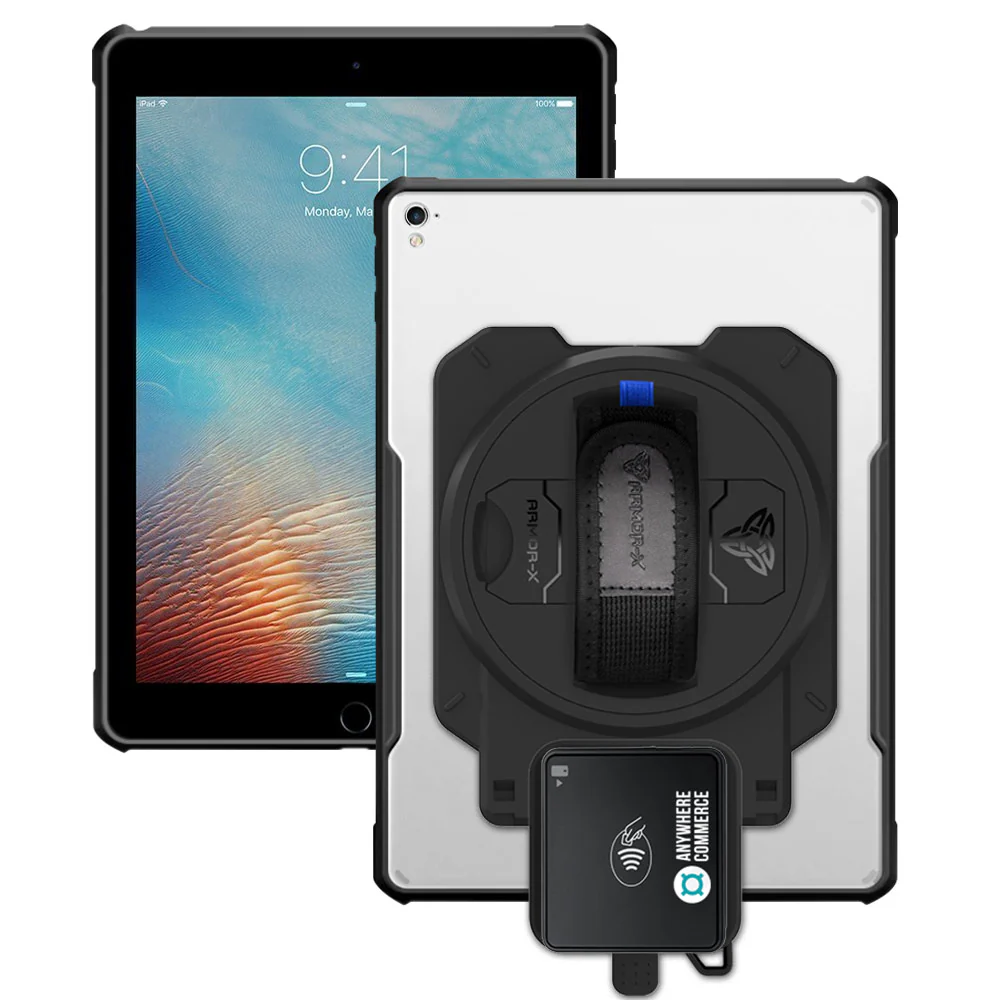 EX2-DAN-iPad-PR1 | iPad Air 2 | Ultra Slim 4 Corner Anti-Impact Tablet Case With AnywhereCommerce Walker C3X Credit Card Reader Holder