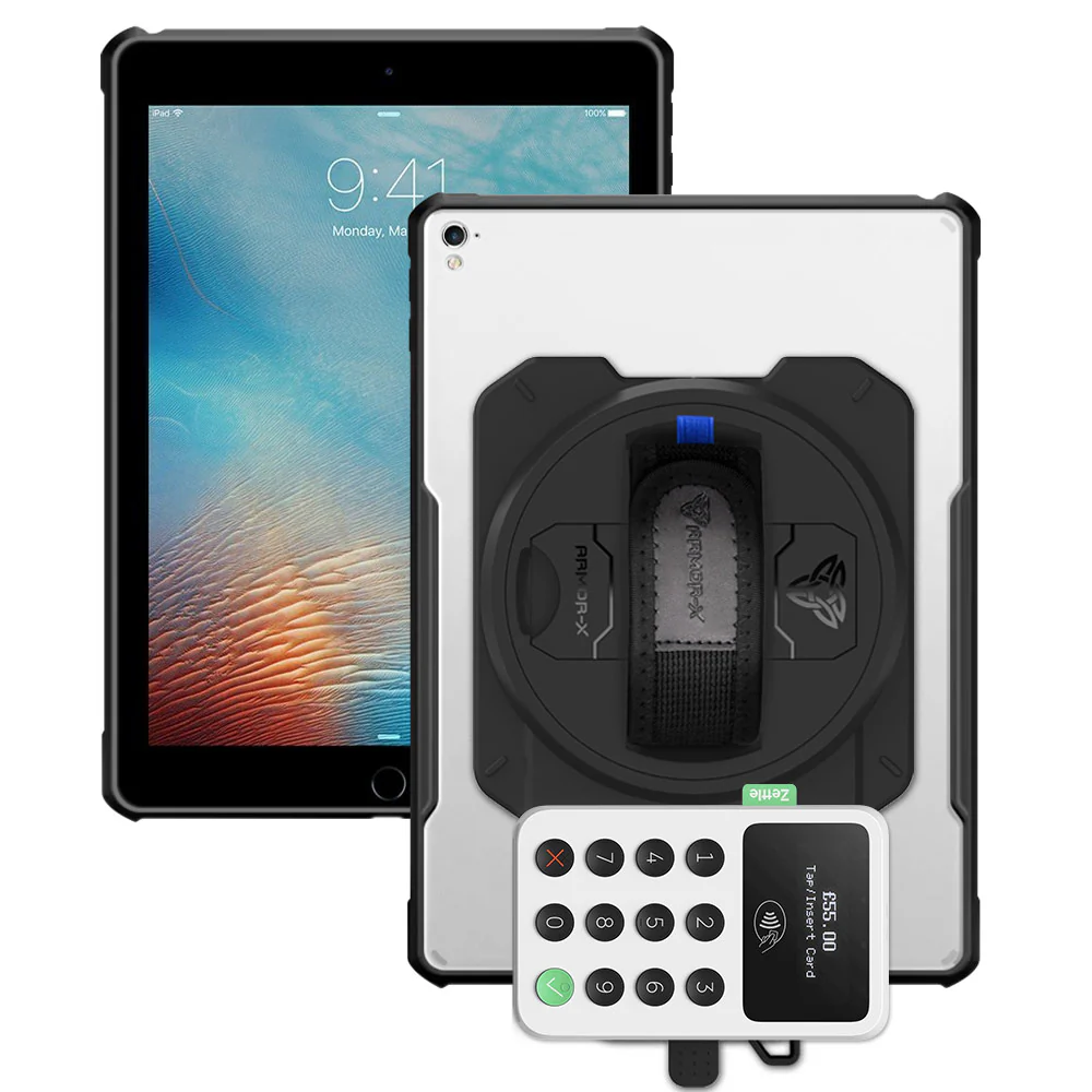 EX2-DAN-iPad-PR1 | iPad Air 2 | Ultra Slim 4 Corner Anti-Impact Tablet Case With PayPal Zettle Card Reader 2 Holder