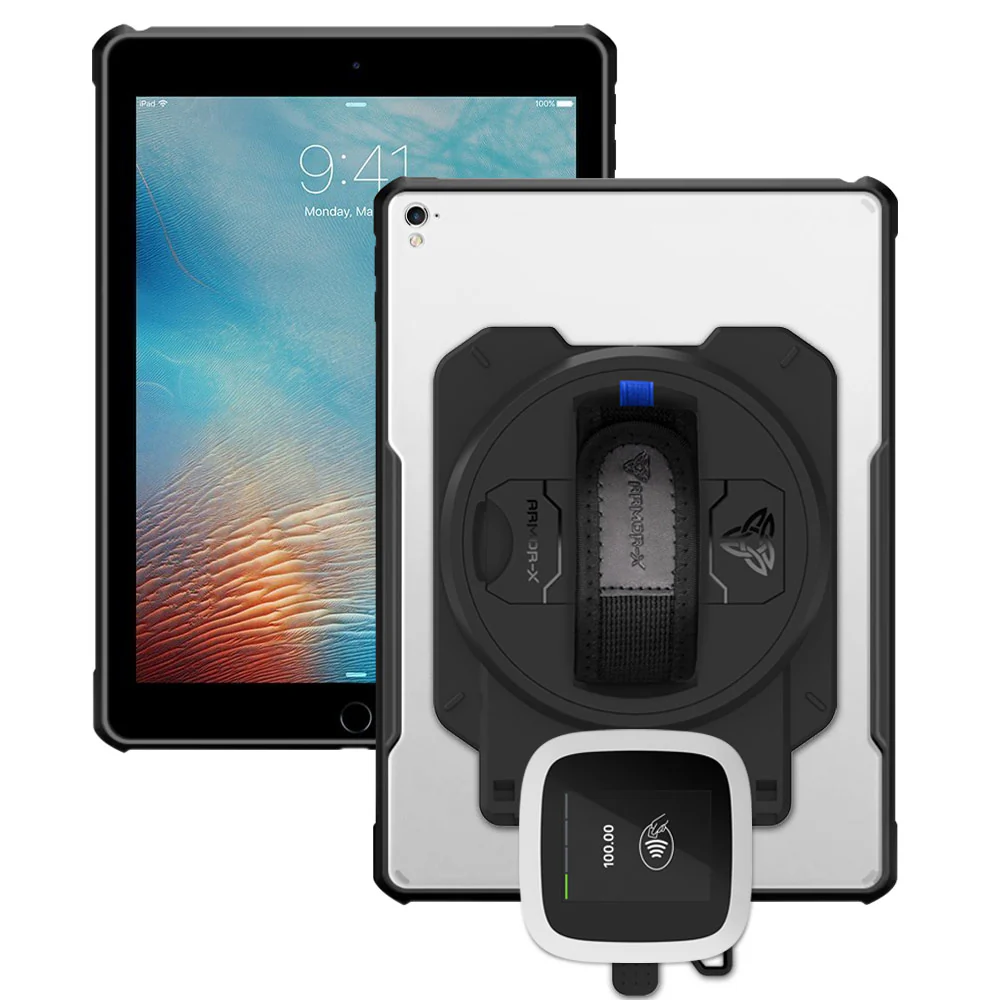 EX2-DAN-iPad-PR1 | iPad Air 2 | Ultra Slim 4 Corner Anti-Impact Tablet Case With Revolut Card Reader Holder