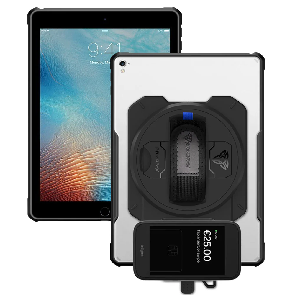 EX2-DAN-iPad-PR1 | iPad Pro 9.7 2016 | Ultra Slim 4 Corner Anti-Impact Tablet Case With Adyen AMS1 Card Reader Holder