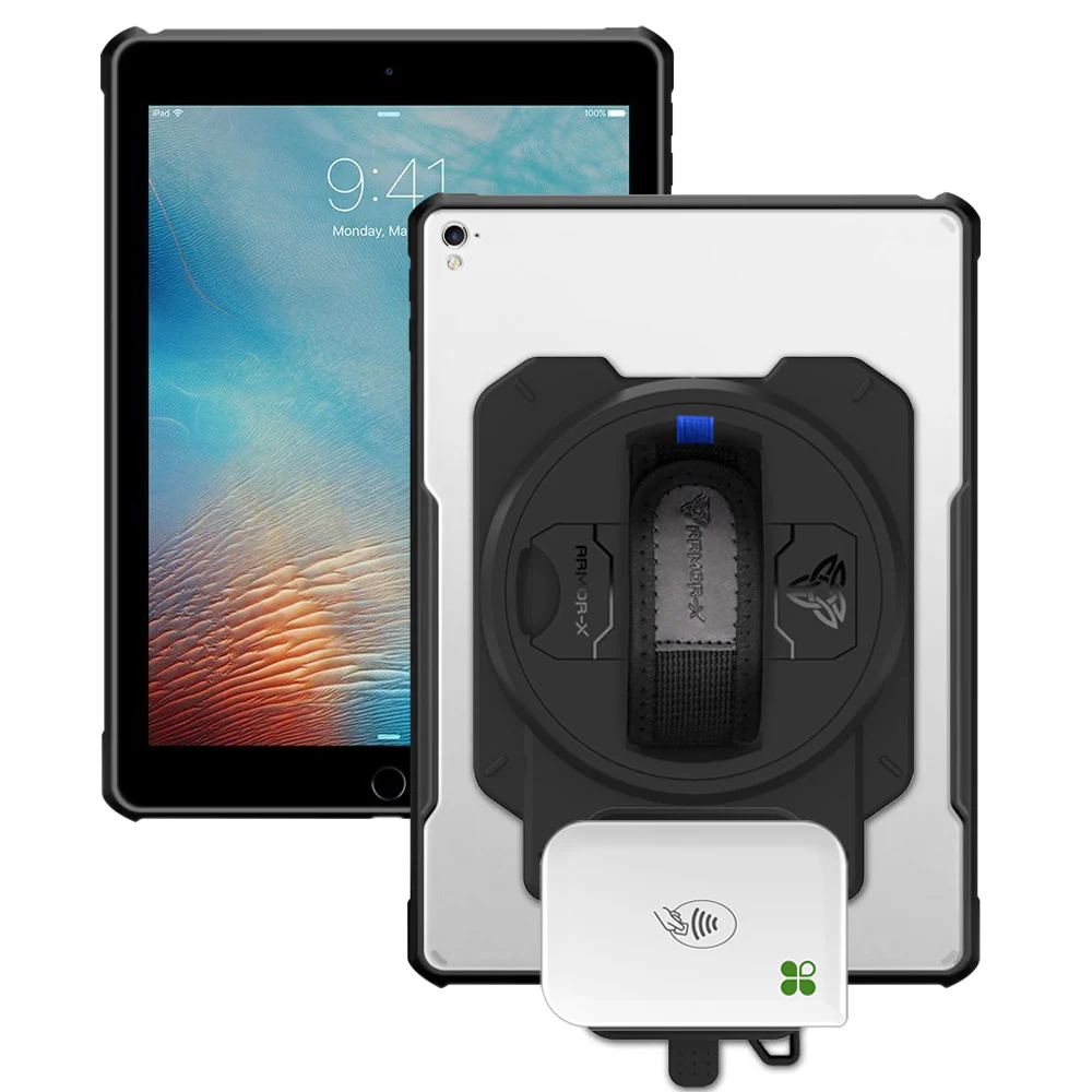 EX2-DAN-iPad-PR1 | iPad Pro 9.7 2016 | Ultra Slim 4 Corner Anti-Impact Tablet Case With Clover Go Card Reader Holder