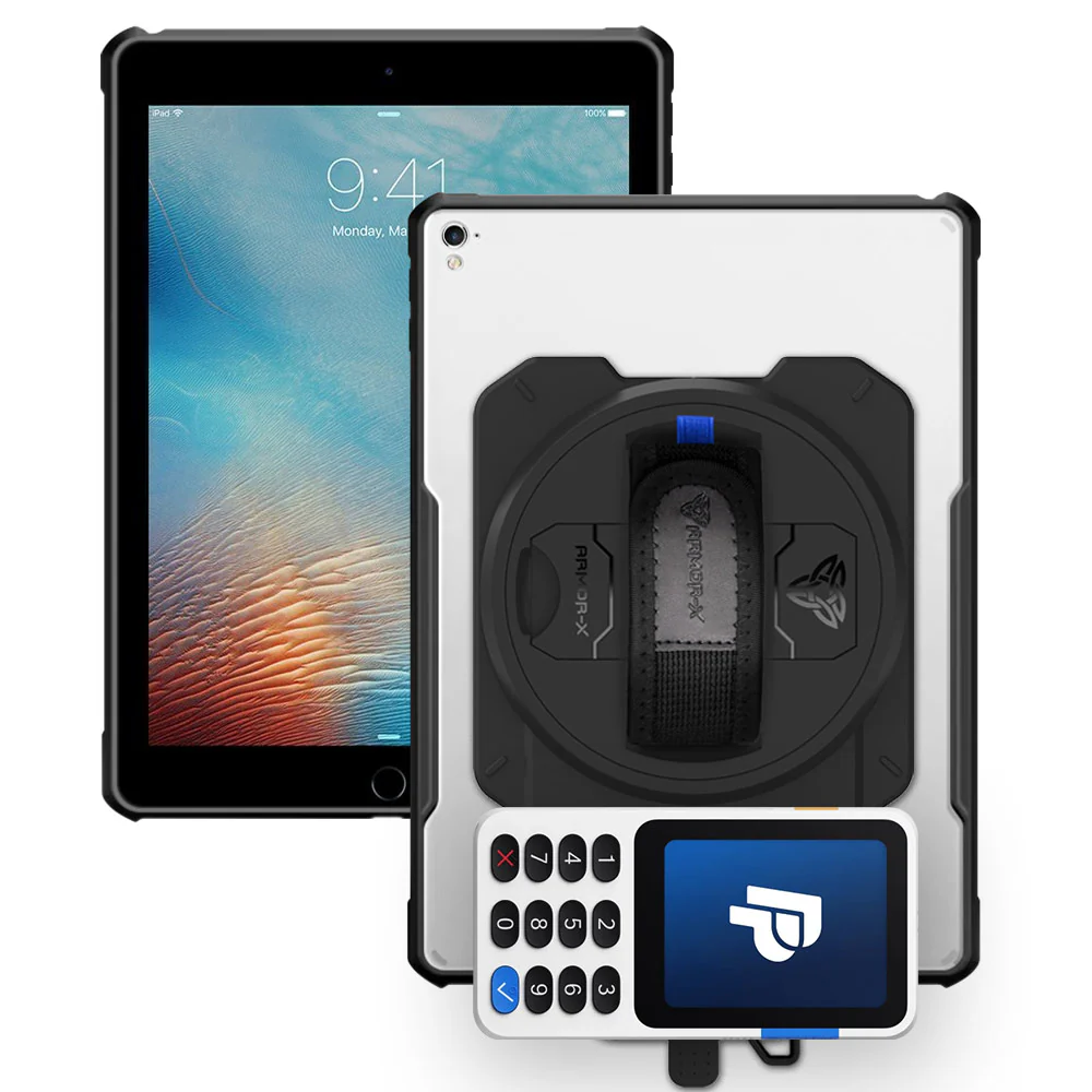 EX2-DAN-iPad-PR1 | iPad Pro 9.7 2016 | Ultra Slim 4 Corner Anti-Impact Tablet Case With PayPal Reader Zettle V3 Holder