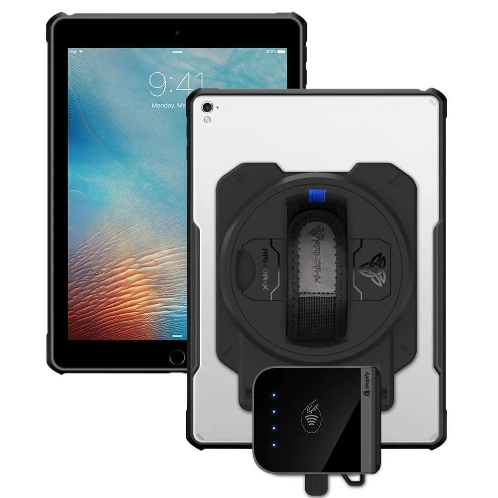 EX2-DAN-iPad-PR1 | iPad Pro 9.7 2016 | Ultra Slim 4 Corner Anti-Impact Tablet Case With Shopify Tap & Chip Card Reader Holder