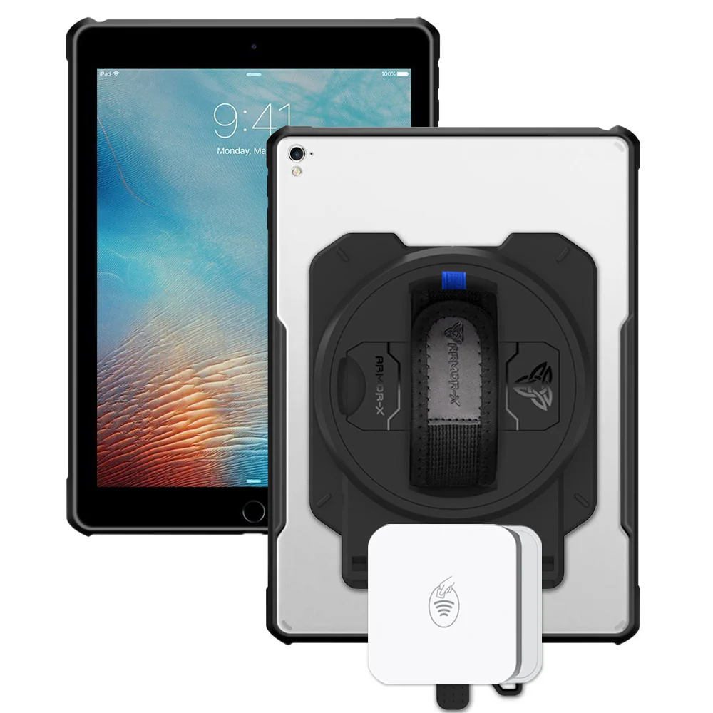 EX2-DAN-iPad-PR1 | iPad Pro 9.7 2016 | Ultra Slim 4 Corner Anti-Impact Tablet Case With Stripe Reader M2 Card Reader Holder