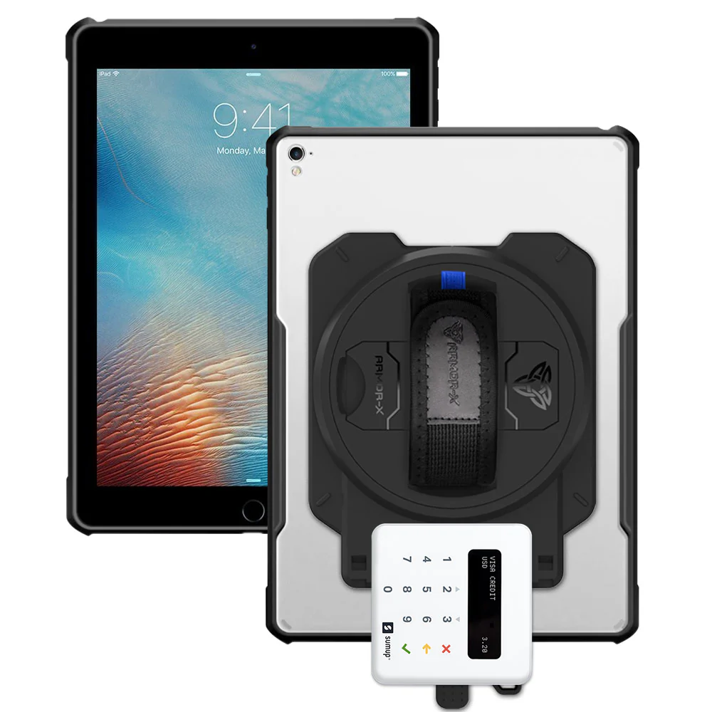 EX2-DAN-iPad-PR1 | iPad Pro 9.7 2016 | Ultra Slim 4 Corner Anti-Impact Tablet Case With Sumup Card Reader Holder