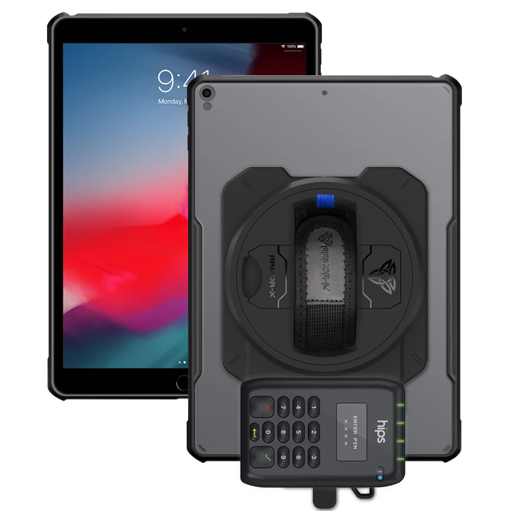 EX2-DAN-iPad-PR3 | iPad Air (3rd Gen.) 2019 | Ultra Slim 4 Corner Anti-Impact Tablet Case With Miura's M010 Card Reader Holder