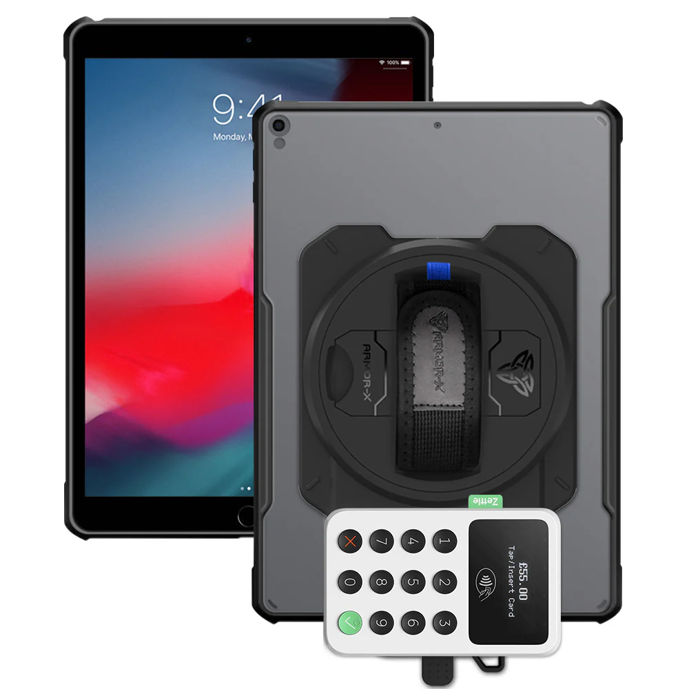 EX2-DAN-iPad-PR3 | iPad Air (3rd Gen.) 2019 | Ultra Slim 4 Corner Anti-Impact Tablet Case With PayPal Zettle Card Reader 2 Holder