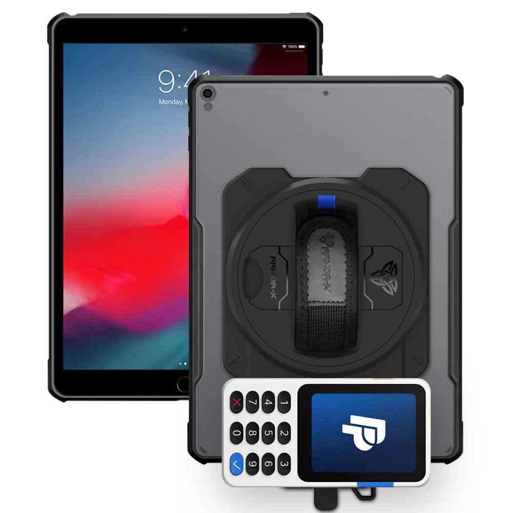 EX2-DAN-iPad-PR3 | iPad Air (3rd Gen.) 2019 | Ultra Slim 4 Corner Anti-Impact Tablet Case With PayPal Reader Zettle V3 Holder