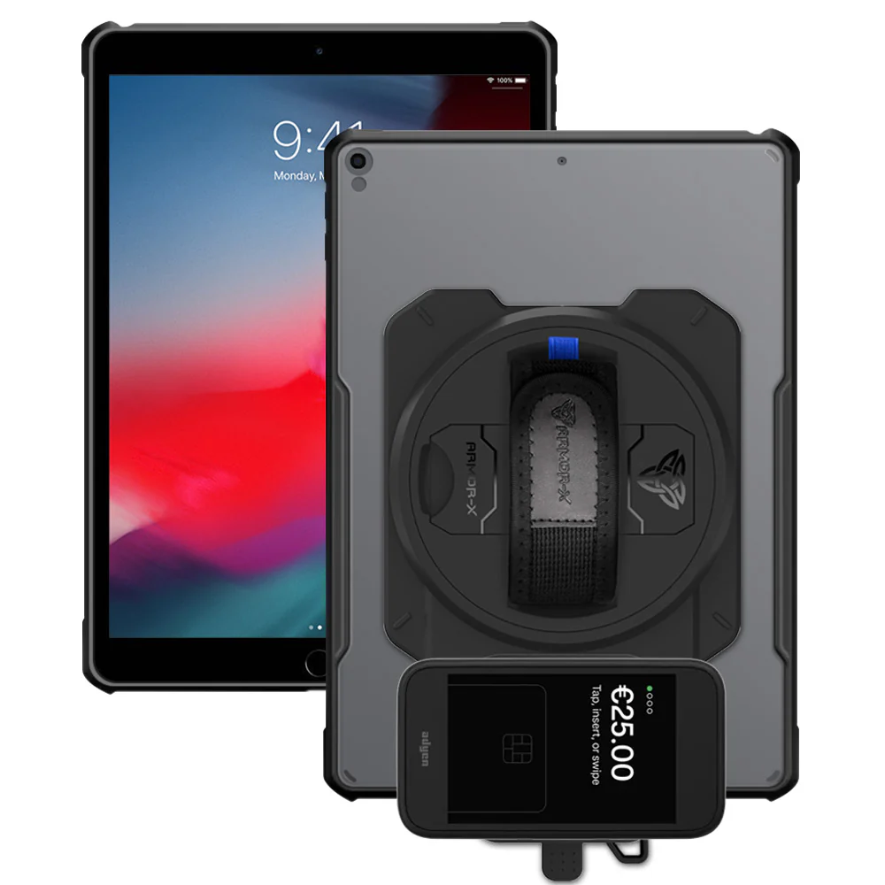 EX2-DAN-iPad-PR3 | iPad Pro 10.5 2017 | Ultra Slim 4 Corner Anti-Impact Tablet Case With Adyen AMS1 Card Reader Holder