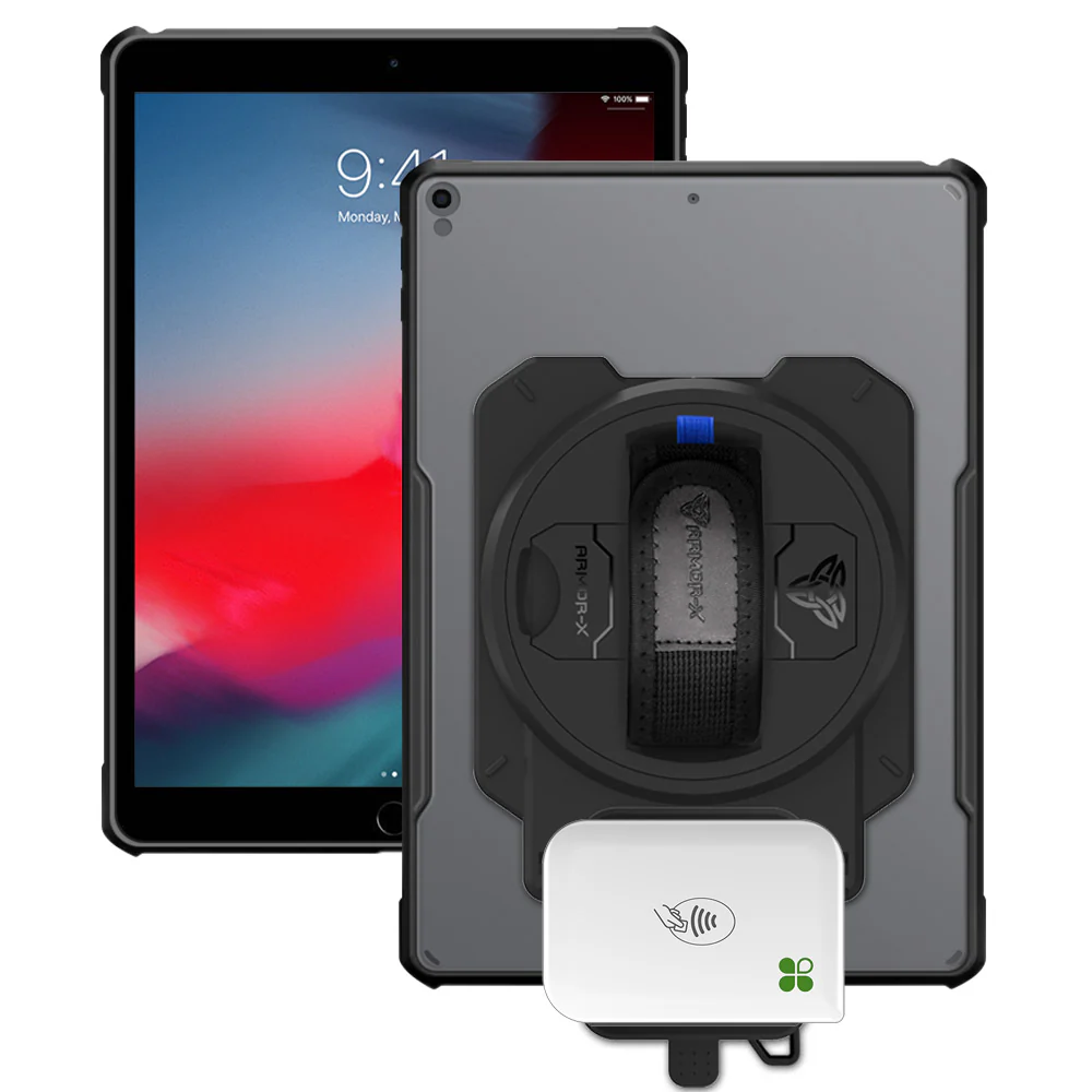 EX2-DAN-iPad-PR3 | iPad Pro 10.5 2017 | Ultra Slim 4 Corner Anti-Impact Tablet Case With Clover Go Card Reader Holder