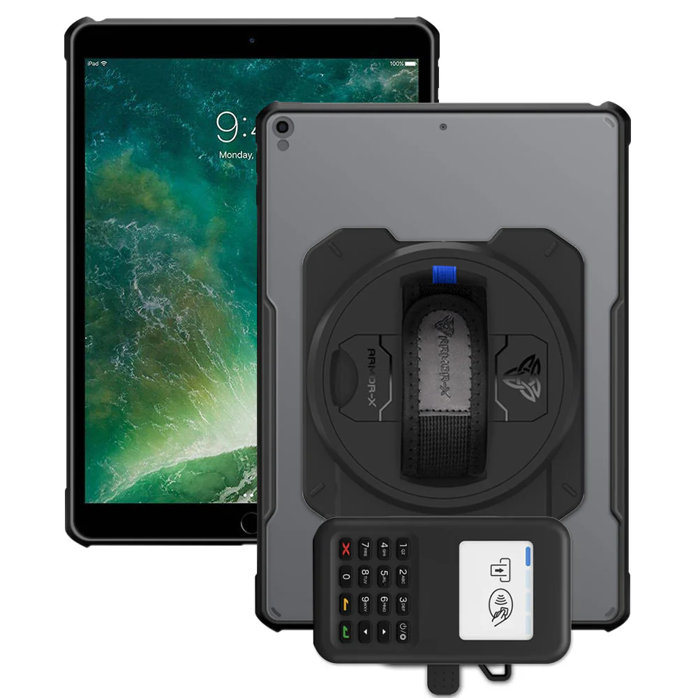 EX2-DAN-iPad-PR3 | iPad Pro 10.5 2017 | Ultra Slim 4 Corner Anti-Impact Tablet Case With Grafterr Go BBPOS WisePad 3 Card Reader Holder