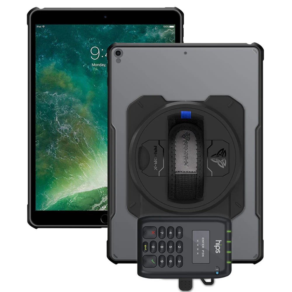 EX2-DAN-iPad-PR3 | iPad Pro 10.5 2017 | Ultra Slim 4 Corner Anti-Impact Tablet Case With Miura's M010 Card Reader Holder