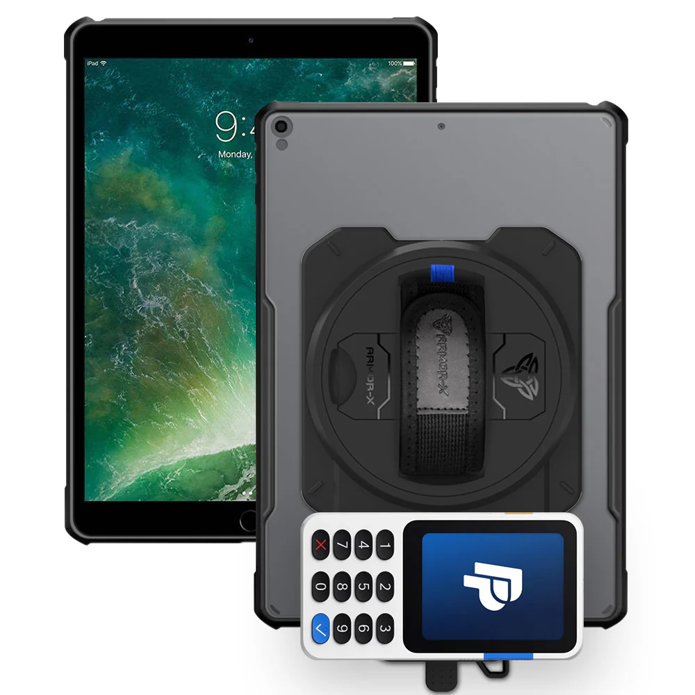 EX2-DAN-iPad-PR3 | iPad Pro 10.5 2017 | Ultra Slim 4 Corner Anti-Impact Tablet Case With PayPal Reader Zettle V3 Holder