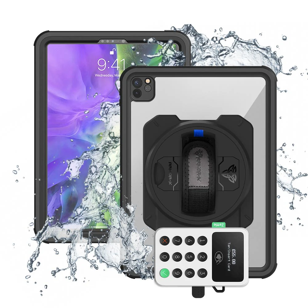 EX2-MAN-A12S | iPad Pro 11 ( 2nd Gen ) 2020 | IP68 Waterproof, Shock & Dust Proof Case With PayPal Zettle Card Reader 2 Holder