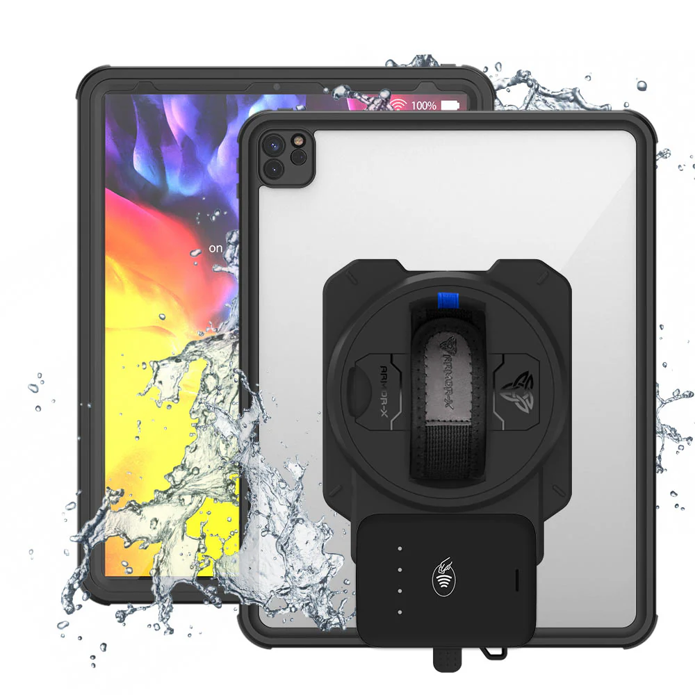 EX2-MAN-A13S | iPad Pro 12.9 ( 4th Gen ) 2020 | IP68 Waterproof, Shock & Dust Proof Case With Adyen NYC1 Card Reader Holder