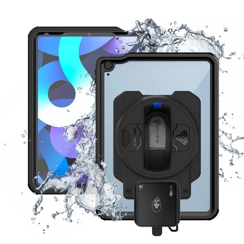 EX2-MAN-A14S | iPad Air 4 2020 / Air 5 2022 | IP68 Waterproof, Shock & Dust Proof Case With BBPOS Chipper 3X Card Reader Holder