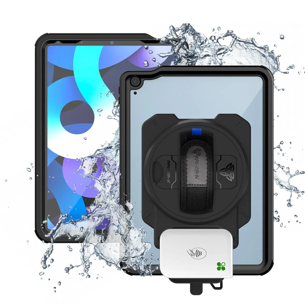 EX2-MAN-A14S | iPad Air 4 2020 / Air 5 2022 | IP68 Waterproof, Shock & Dust Proof Case With Clover Go Card Reader Holder