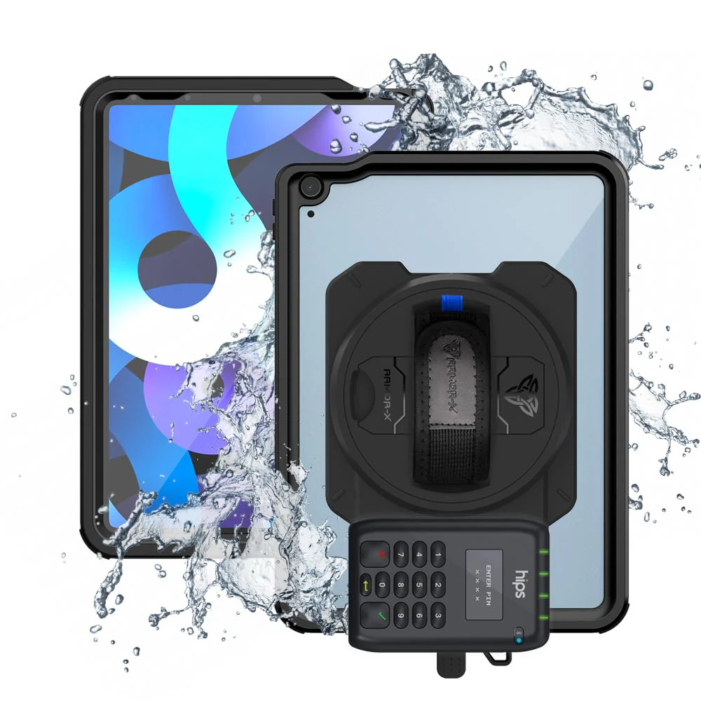 EX2-MAN-A14S | iPad Air 4 2020 / Air 5 2022 | IP68 Waterproof, Shock & Dust Proof Case With Miura's M010 Card Reader Holder