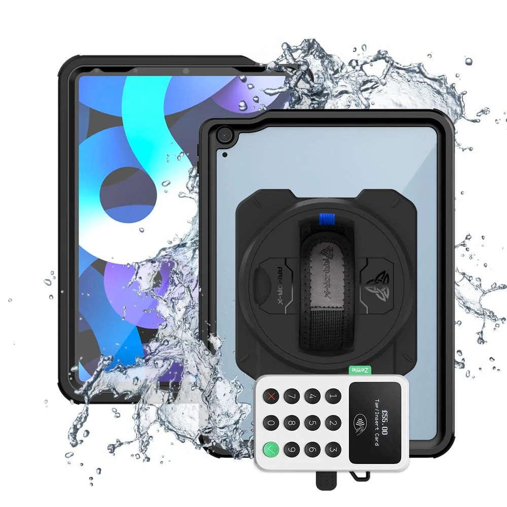 EX2-MAN-A14S | iPad Air 4 2020 / Air 5 2022 | IP68 Waterproof, Shock & Dust Proof Case With PayPal Zettle Card Reader 2 Holder