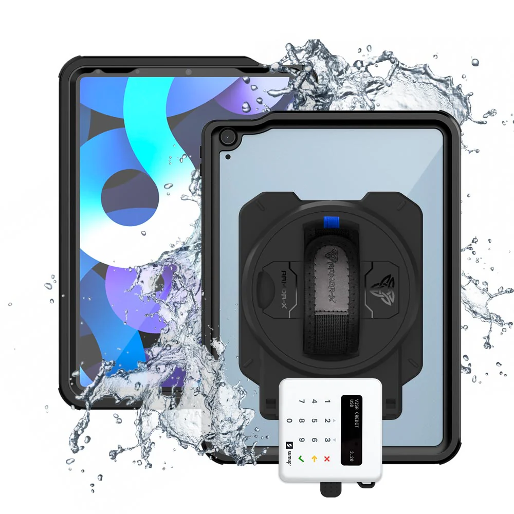 EX2-MAN-A14S | iPad Air 4 2020 / Air 5 2022 | IP68 Waterproof, Shock & Dust Proof Case With Sumup Card Reader Holder