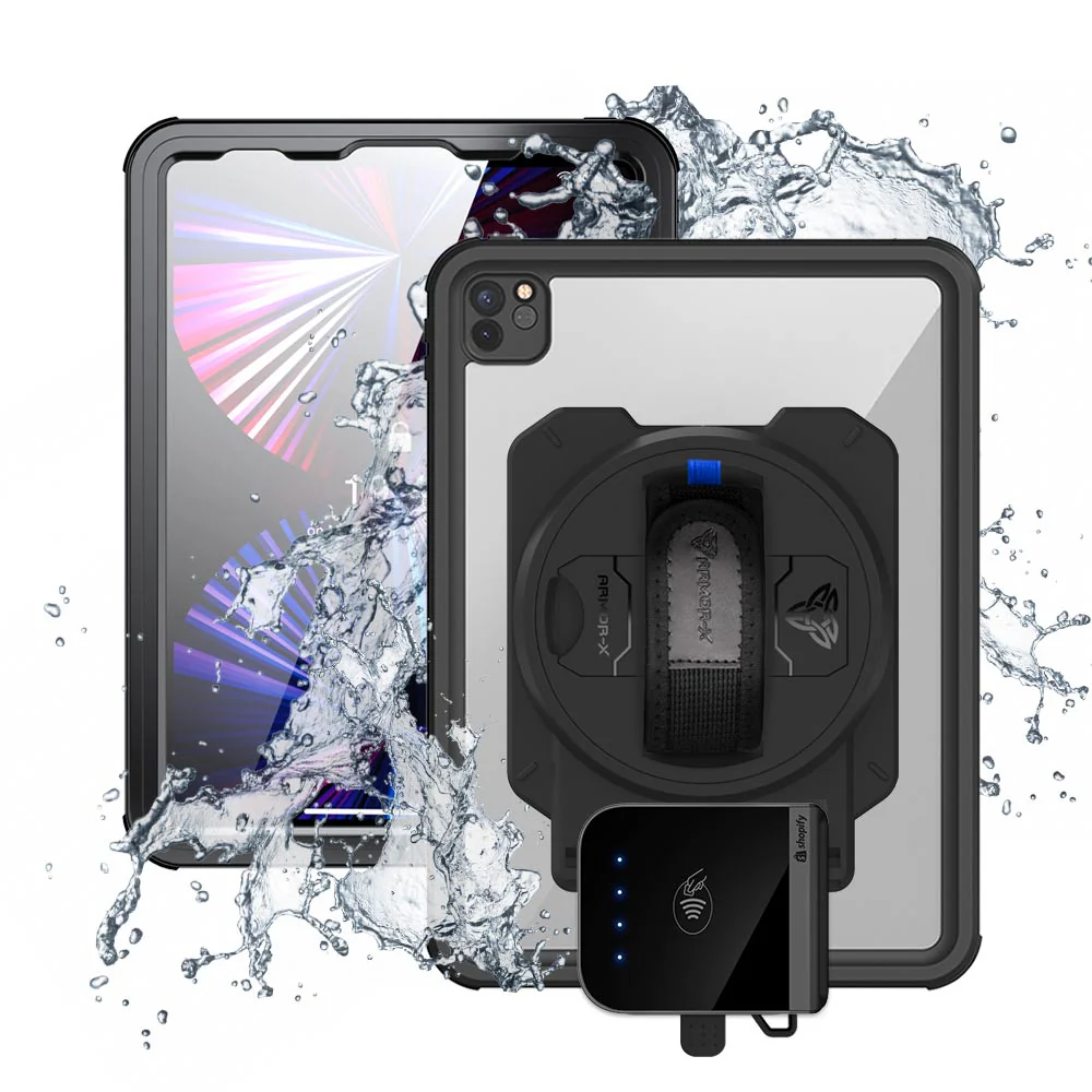 EX2-MAN-A15S | iPad Pro 11 ( 3rd / 4th Gen ) 2021 / 2022 | IP68 Waterproof, Shock & Dust Proof Case With Shopify Tap & Chip Card Reader Holder
